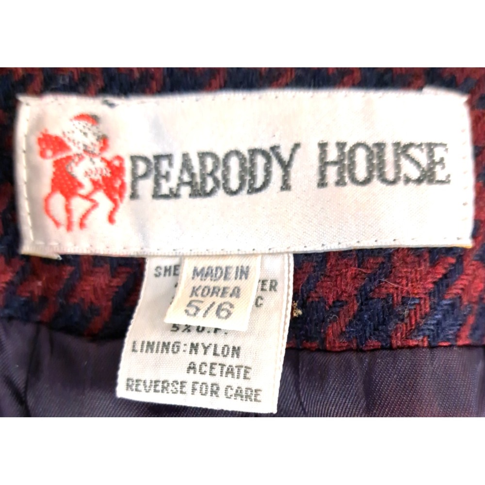 Vtg PEABODY HOUSE Women's 5/6 Houndstooth Blazer Jacket Burgundy Navy Academia - Picture 5 of 11